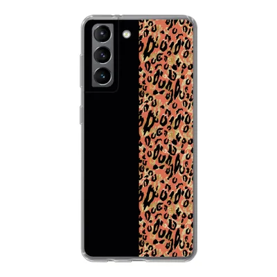 Produktbild von MuchoWow® Handyhülle Schutzhülle Hülle für Samsung Galaxy S21 Pantherdruck - Gold - Schwarz Silikon Softcase Handy Hülle - Softcase
