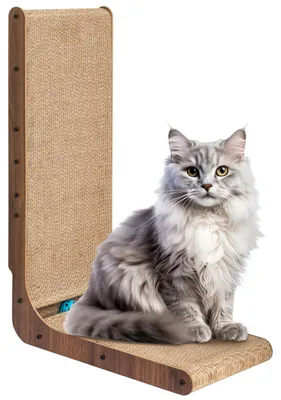 Imagen del producto de Juguetes de cartón para gatos, estructura de túnel en forma de L con pista de pelotas, reversible, estable y duradera, sillón de cartón para gatos