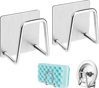 Produktbild von Selbstklebender Schwammhalter, Spülbecken-Caddy für Küchenzubehör – Edelstahl 304, rostfrei, wasserdicht, schnelltrocknend (2er-Pack)