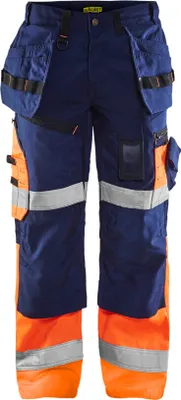 Produktbild von Blakläder High Vis Bundhose 1508 1860 in div. Farben, Farbe:marineblau/orange, Größe:154 (C110)