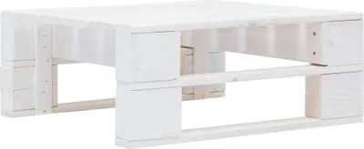 Image de Repose-pied palette de jardin bois blanc