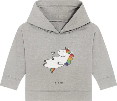 Produktbild von Mr. & Mrs. Panda Organic Baby Hoodie Einhorn Cocktail 12. - 18. Monat - Heather Grey - Geschenk, Einhörner, Party, Caipirinha, Spruch, Kapuzenshirt, Unicorn, Spaß