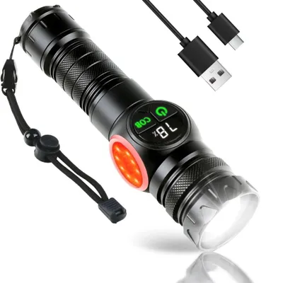 Produktbild von LED Taschenlampe USB Aufladbar – 3500 Lumen, Zoom, COB Licht, Magnetfuß, IPX5