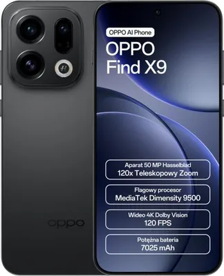 Zdjęcie produktu dla OPPO Find X9 , 16,7 cm (6.59"), 12 GB, 512 GB, 50 MP, Android 16.0, Czarny