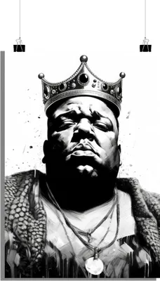 Zdjęcie produktu dla Plakat muzyczny - Plakat Biggie - Plakat Rap - Plakat Biggie Smalls - Plakat The Notorious B.I.G. - Plakat czarno-biały - 51x71cm - Idealny do oprawienia w ramkę
