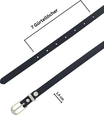 Produktbild von Ledergürtel Damen,  GERMANY 1,5 cm schmaler Echtleder Gürtel, für Kleid und Anzughose, 100% Leder, Navy, Größe 100