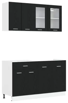 Image de vidaXL Ensemble de cuisine LYON, 4 pièces, bois composite imitation chêne noir