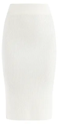 Image de Jupe midi en tricot pour femme RISA - blanche. Taille M/L