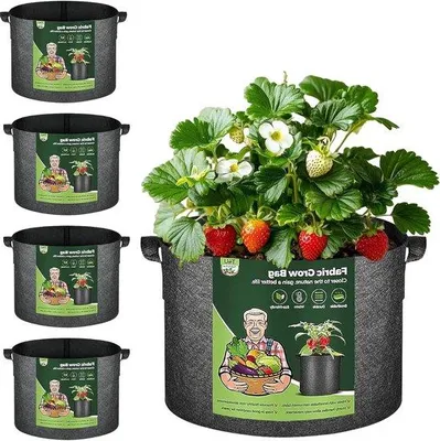Produktbild von 5 Stück Stoffpflanztöpfe, groß, atmungsaktiv, für Kartoffel, Tomate, Orchidee