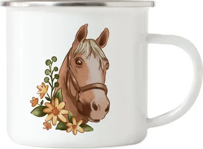 Produktbild von Pferd Emaille Tasse Pferde Hengst Stute Hobbie Freiheit Pferdeflüsterer Pferdeliebhaber Reiten Spirit Reiterin Pony
