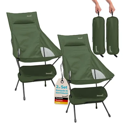 Produktbild von Skandika Campingstuhl Solig 2er Set | Klappstuhl faltbar, 120 kg belastbar, Stahlrahmen, Rückenlehne gepolstert, Mesh-Einsätze | Campingstühle