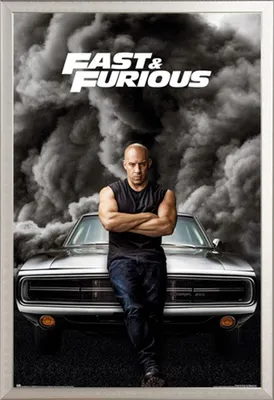 Image de Fast & Furios - Poster - Vin Diesel + cadre amovible, Shinsuke® Maxi aluminium argenté, vitre acrylique