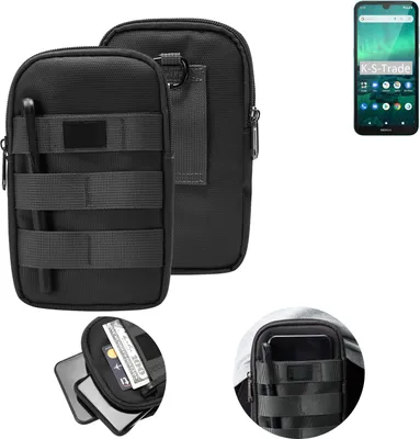 Produktbild von K-S-Trade Holster Gürtel Tasche kompatibel mit Nokia 1.3 Handy Tasche Schutz Hülle dunkel-grau viele Fächer, 1x