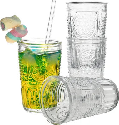 Zdjęcie produktu dla zestaw 4 romantycznych kieliszków do drinków Longdrink Clear 340 ml Szklanki do drinków Sok