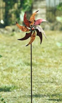 Image de Moulin à vent "Schimmer" en métal, carillon, fiche de jardin, fiche de décoration, décoration de jardin pour l'extérieur