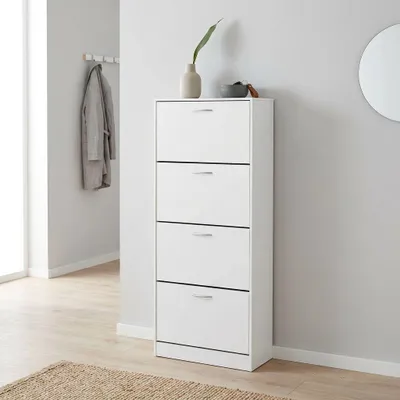 Immagine prodotto di Milani Home - scarpiera salvaspazio 60 x 24 x 150 cm, bianco, in legno