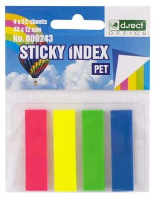 Productafbeelding van D.rect Indexkaarten met plakstrip, 4 kleuren, 35 stuks per kleur