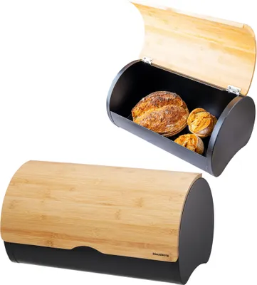 Produktbild von Klausberg Brotkorb KB-7712 in Matt Schwarz mit Holzdeckel