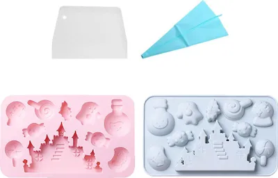 Produktbild von 2 Packungen Silikon-Halloween-Formen Für Schokolade, Süßigkeiten, Snacks, Eis, 3D-Halloween-Geist, Fledermaus, Süße Burg, Gummibärchen-Formen