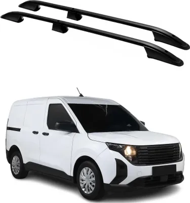 Image de Barres de toit longitudinales pour Ford Tourneo Courier 2023-2025 Alu Noir 2 Pcs