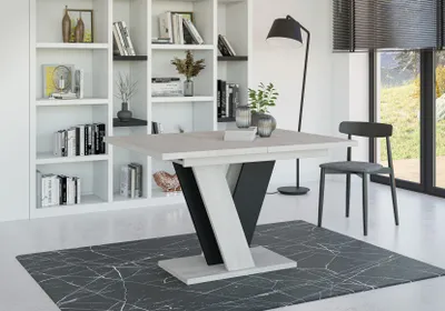 Produktbild von Kaiser Möbel Esstisch Auszugstisch Tisch VINEY 120/160x90x75 cm Beton + Schwarz