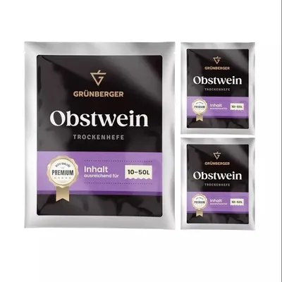 Zdjęcie produktu dla Grünberger drożdże do produkcji wina owocowego Drożdże do produkcji wina na 10–50 l wina Grunberger PREMIUM – 3 sztuki