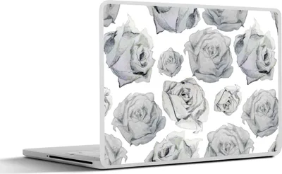 Produktbild von MuchoWow® Laptop Aufkleber Sticker Cover Rosen - Blume - Schwarz und weiß - Muster 25x18 cm - Laptop-Deko