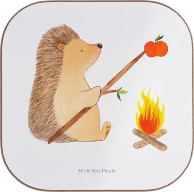 Produktbild von Mr. & Mrs. Panda Holzuntersetzer Igel Grillen - Weiß - Geschenk, Arbeitslos, Spruch, Ziele, Lustige Sprüche, Untersetzer Glas, Tischschoner, Gläser, Motivation, für
