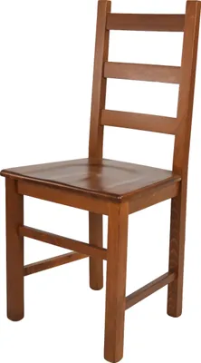 A wooden chair on a white background.