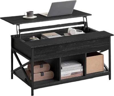 Produktbild von Höhenverstellbarer Couchtisch - Spanplatte - Stahlgestell - 60 x 100 x 48-62 cm