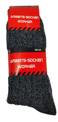 Produktbild von 3 Paar Arbeiter-Socken Work Wollsocken Strick, 3 Paar, Grau,D.Grau,Blau/39-42