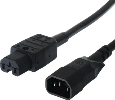 Image de BACHMANN Netzkabel Kaltgerätestecker-Stecker auf Warmgeräte-Kupplung, IEC320 C14/C15 H05VV-F, 2 m