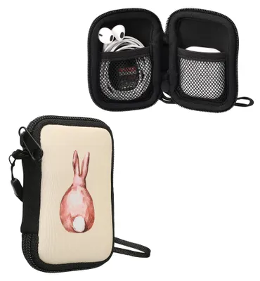 Produktbild von kwmobile In-Ear Kopfhörer Tasche kompatibel mit in-ear Headphones - Hülle Neopren Cover Case - Innenmaße - Etui in Braun Weiß Beige