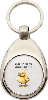 Produktbild von Huuraa Schlüsselanhänger Endlich Wochen-Ente Wochenende Metall Schlüsselring Einkaufswagenchip Geschenkidee