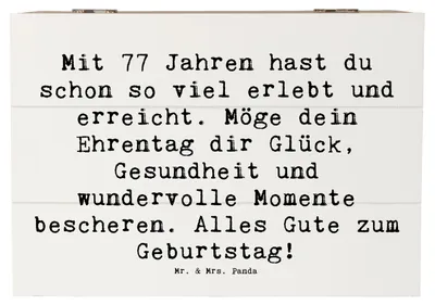 Produktbild von Mr. & Mrs. Panda Box Spruch 77. Geburtstag Glückwunsch 22 x 15 cm - Weiß - Geschenk, Feier, Aufbewahrungstruhe, schmuckkiste, schatztruhe, Truhe, besondere Person