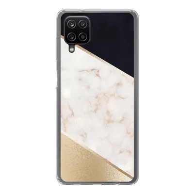 Produktbild von MuchoWow® Handyhülle Schutzhülle Hülle für Samsung Galaxy A12 Marmor - Gold - Rosa Silikon Softcase Handy Hülle - Bild