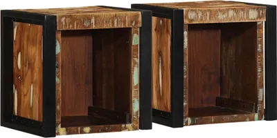 Image de Tables de chevet 2 pcs multicolore 40x35x40cm bois récupération