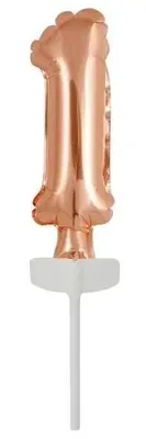 Image de Mini ballon en aluminium en forme de chiffre 1, rose doré, 4 x 12 cm - Amscan