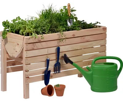 Produktbild von Erhöhtes Pflanzenbeet Holz, 100 x 45 x 60 cm, Kräuter- und Gemüsebeet für Balkon und Garten