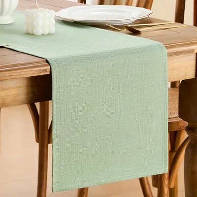 Produktbild von Tischläufer in Salbeigrün 33x122 cm für den Außenbereich | Tischdekoration für Hochzeiten, Restaurants, Partys und Urlaubsanlässe