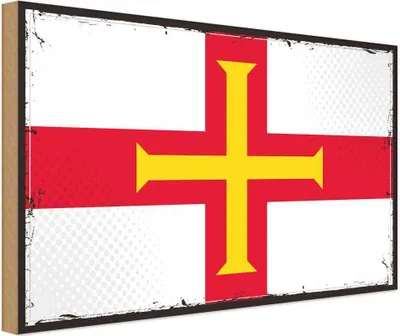 Image de vianmo Panneau en bois 20x30 cm Drapeau Guernseys Flag of Guernsey