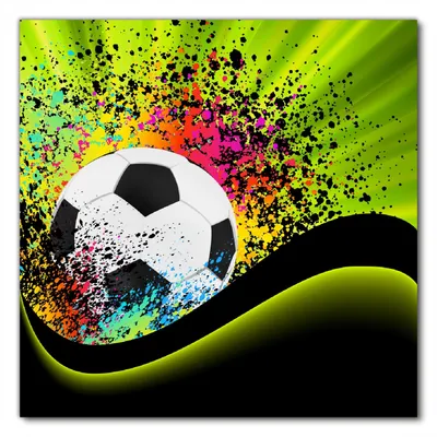 Produktbild von Wallario selbstklebende Möbelfolie/ Tischdecke für Innen und Außen, Größe: 60 x 60 cm - Fußball - Design Wellen und Regenbogen in grün