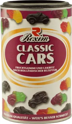 Produktbild von Rexim Classic Cars, Fruchtgummi und Lakritz, 250 g