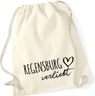 Produktbild von Huuraa Turnbeutel Regensburg verliebt 12 Liter Natural Baumwolle Rucksack Geschenkidee