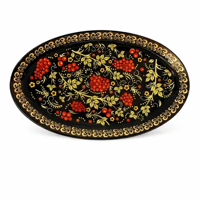 Produktbild von Servierplatte-Oval Chochloma-Eberesche 24,5x15x2 cm Glas