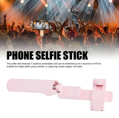 Image de Perche à selfie télescopique pour téléphone, télécommande Bluetooth, portable, pour photos, vidéos, vlogs et diffusion en direct, pivotante à 360 degrés, rose