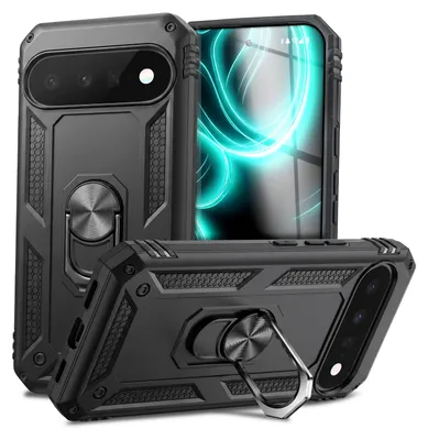 Produktbild von Hülle "RingDefend" für Google Pixel 11 - Military Panzer Schutzhülle, 360° Ring Halter & Ständer, Outdoor Case - Schwarz