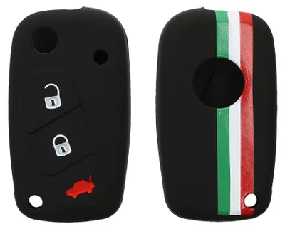 Immagine prodotto di Custodia per chiavi kwmobile per Fiat Lancia con 3 pulsanti - Custodia in silicone per chiavi dell'auto - Custodia protettiva per chiavi nei colori verde e rosso