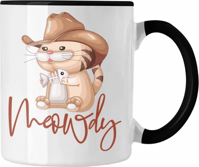 Produktbild von Trendation - Meowdy Tasse Geschenk Katzenliebhaber Geschenkidee (Schwarz)