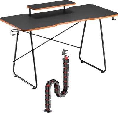 Obrázek produktu pro Herní stůl s policí na monitor NanoRS 50kg max. výška 850mm černý RS170+organizér kabelů / stolní mřížka Nano RS 1345mm černo-červený RS125